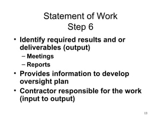 Developing Performance Based Work Statements | PPT