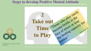 Steps to develop Positive Mental Attitude
2
Take out
Time
to Play
 