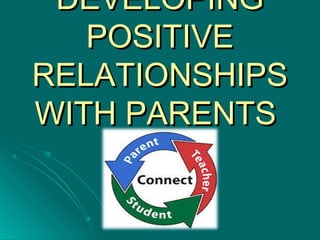 DEVELOPINGDEVELOPING
POSITIVEPOSITIVE
RELATIONSHIPSRELATIONSHIPS
WITH PARENTSWITH PARENTS
 