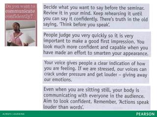 Tips for confident
communication
 