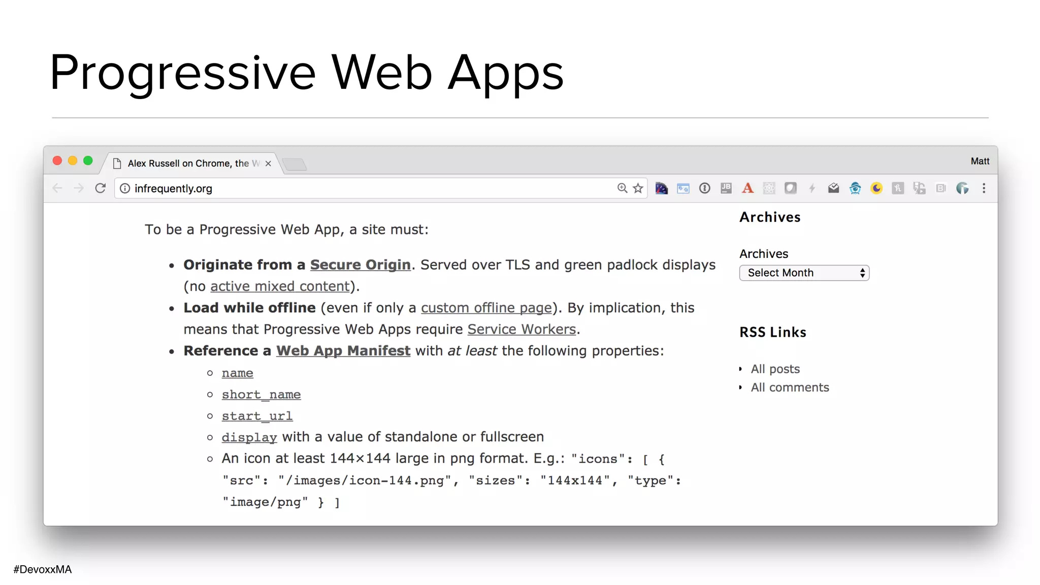 #DevoxxMA
Progressive Web Apps
 