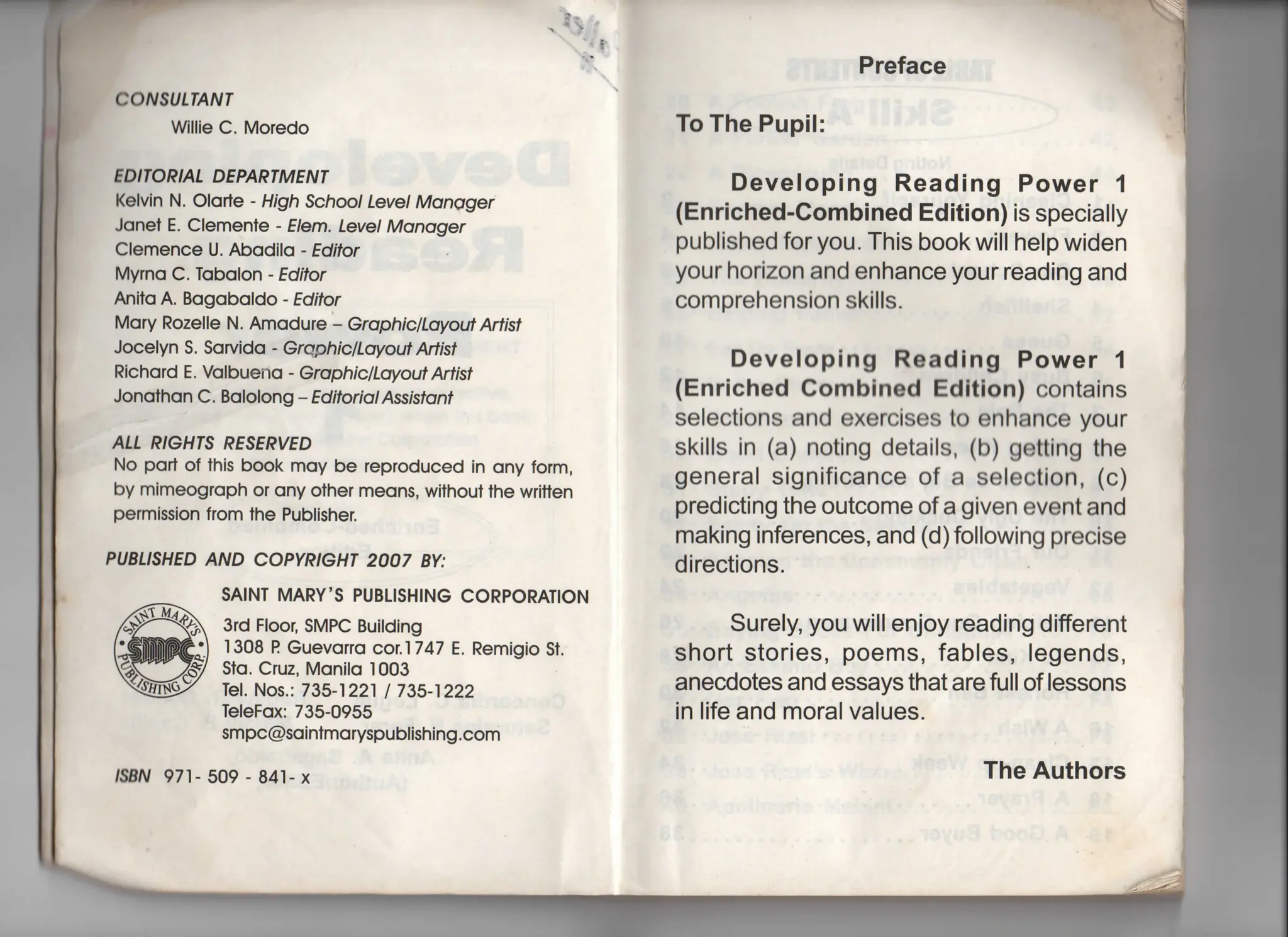 Developing Reading Power 1, a Supplemental Reading Material for Grade 1 ...