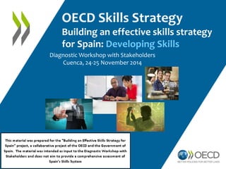 OECD Skills Strategy 
Building an effective skills strategy 
for Spain: Developing Skills 
Diagnostic Workshop with Stakeholders 
Cuenca, 24-25 November 2014 
 