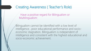 Developing socio linguistics awareness in the Indian classroom