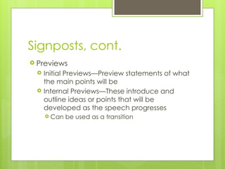 Transition Signpost Developing Speeches and mastering speech writing the easy way | PPTX