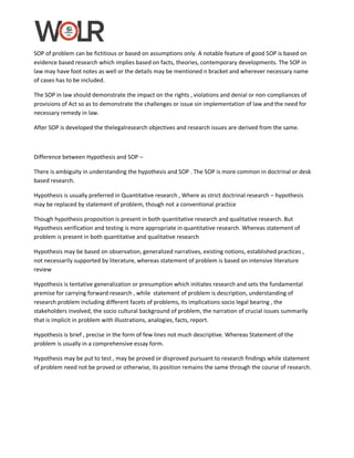 Developing statement of problem (sop) | PDF