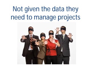 Not given the data they
need to manage projects
 