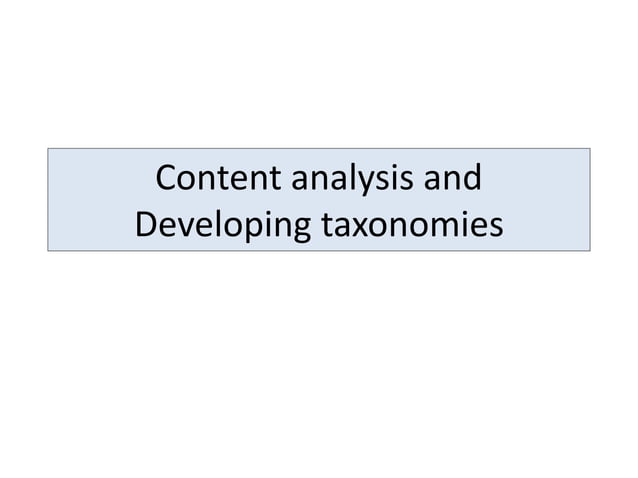 Developing Taxonomies Ppt