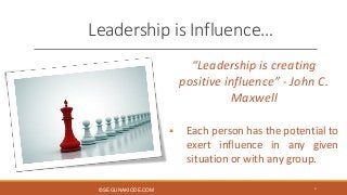 Leadership is Influence…
© SEGUNAKIODE.COM 6
“Leadership is creating
positive influence” - John C.
Maxwell
 Each person h...