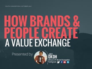 HOW BRANDS &
PEOPLE CREATE
YOUTH CONVENTION | OCTOBER 2017 
A VALUE EXCHANGE
Presented by
 