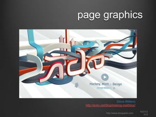 page graphics

Steve Wittens
http://acko.net/blog/making-mathbox/
http://www.tonyparisi.com

10/22/2
013

 