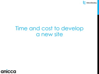 @AnnStanley
Time and cost to develop
a new site
 