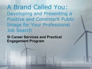 A Brand Called You: Developing and Presenting a Positive and Consistent Public Image for Your Professional Job Search SI Career Services and Practical Engagement Program 