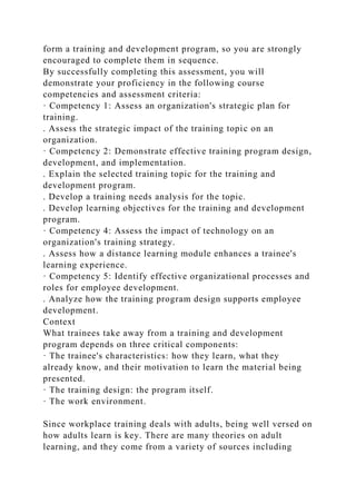 Develop learning objectives for the training and development progr.docx