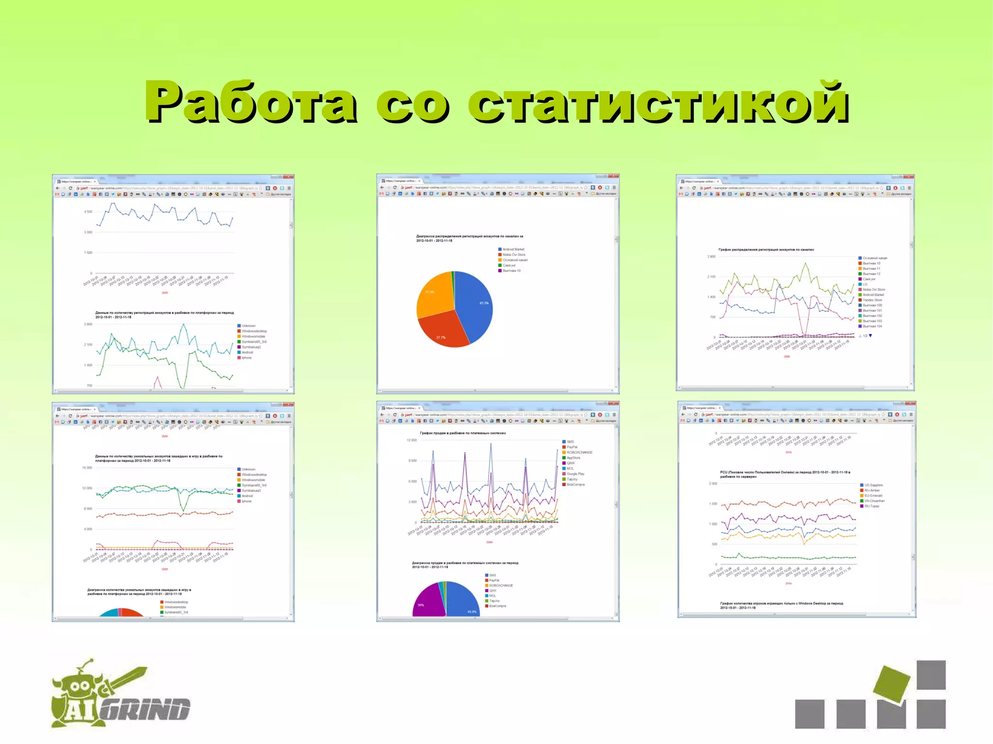 Работа со статистикой
 