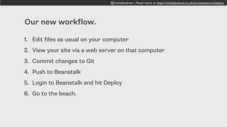@rachelandrew | Read more at http://rachelandrew.co.uk/presentations/deploy
 
