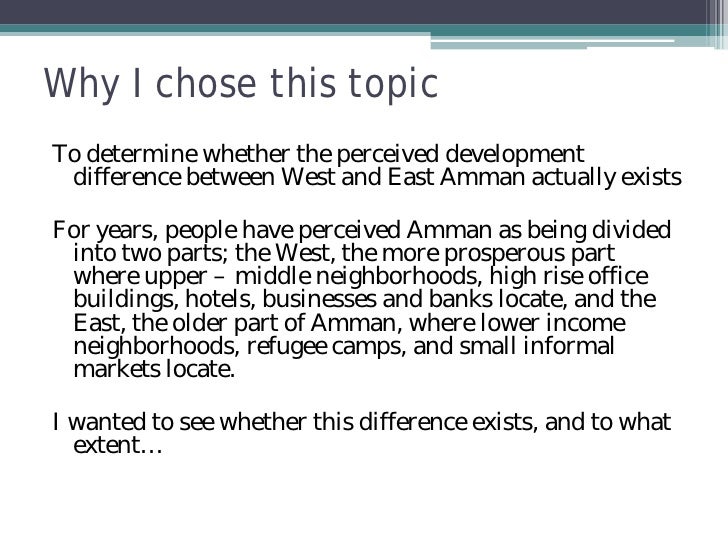 Assessing The Development Difference Between West And East Amman Am 