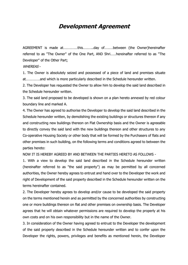 DEVELOPMENT AGREEMENT | PDF | Developmental Sites | Real Estate