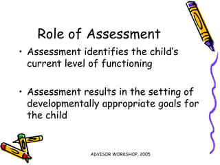DEVELOPMENTAL ASSESSMENT: ROLE OF THE TEACHER OF VISUALLY IMPAIRED ...