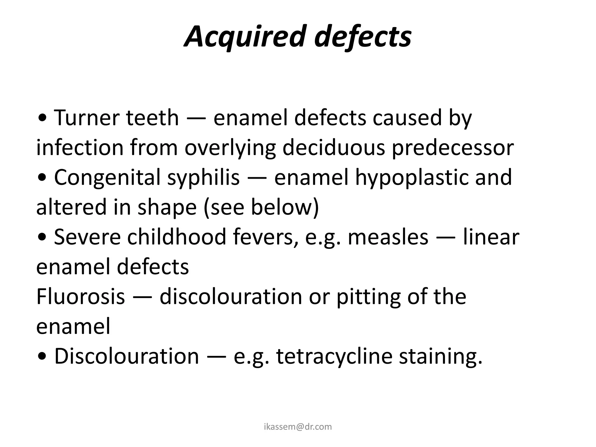 Sharp Linear Defect Tooth Developmental abnormalities | PDF