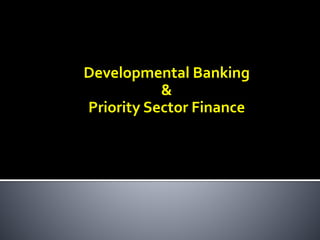 Developmental Banking
&
Priority Sector Finance
 