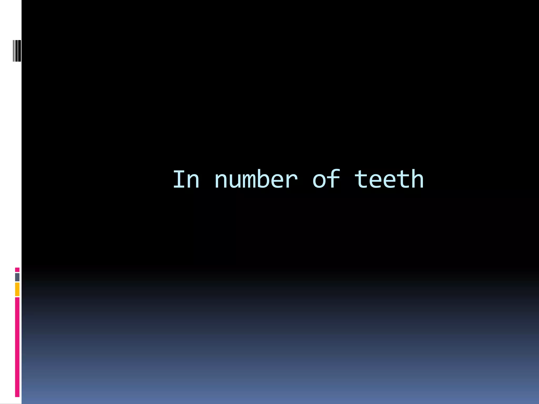 In number of teeth
 