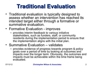Developmental evaluation learning as you go