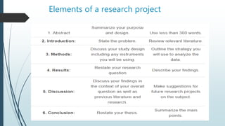Elements of a research project
 