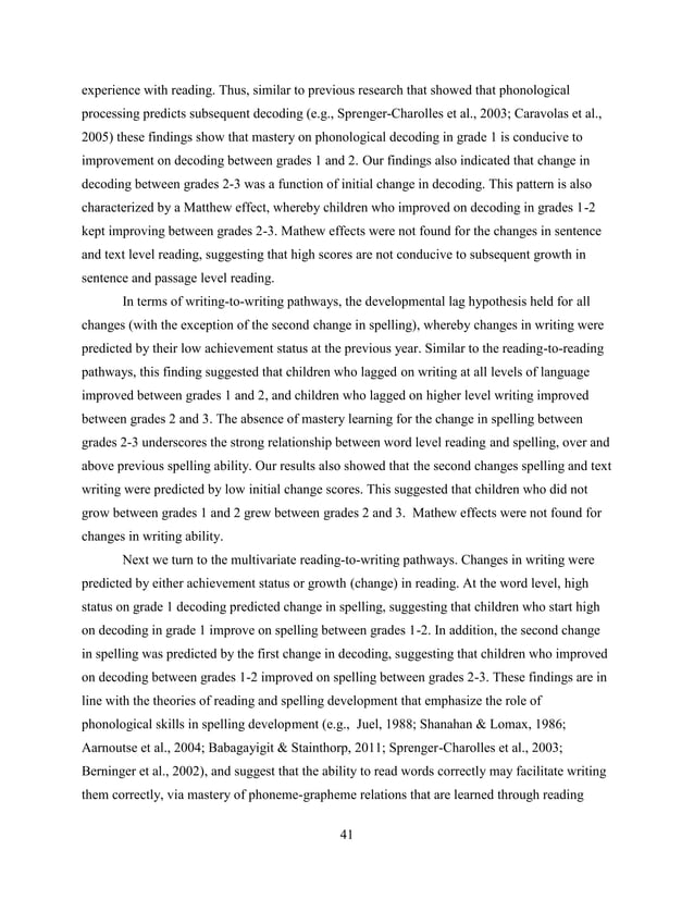 Developmental relations between reading and writing at the word,