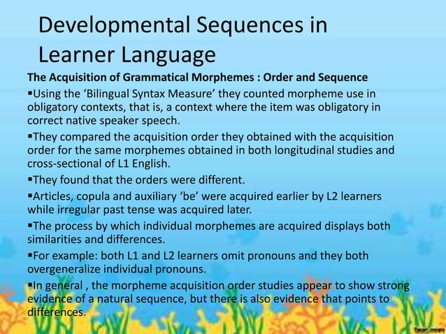 Developmental sequences in learner language | PPTX | Education