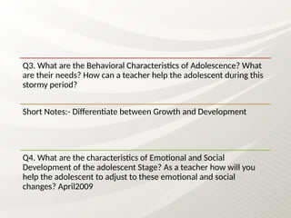 Comprehensive Overview of Child and Adolescent Developmental Stages | PPTX