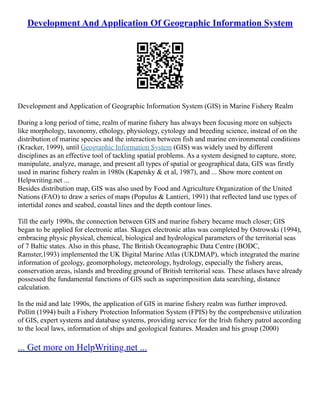 Development And Application Of Geographic Information System | PDF