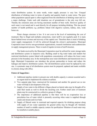 Development and assessment of drinking water supply schemes for solapur ...