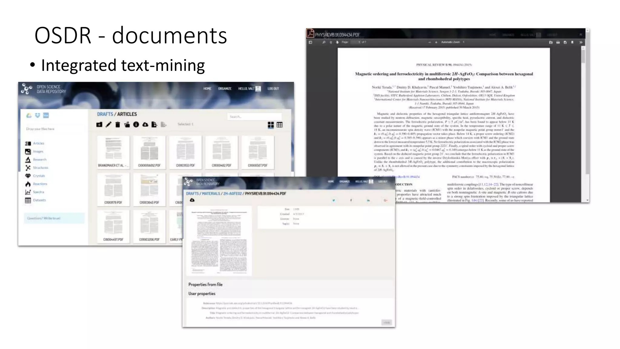 OSDR - documents
• Integrated text-mining
 