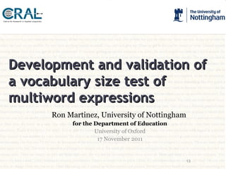 Development and validation of a vocabulary size test of multiword ...
