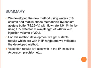 Development and validation of rp hplc method for | PPTX