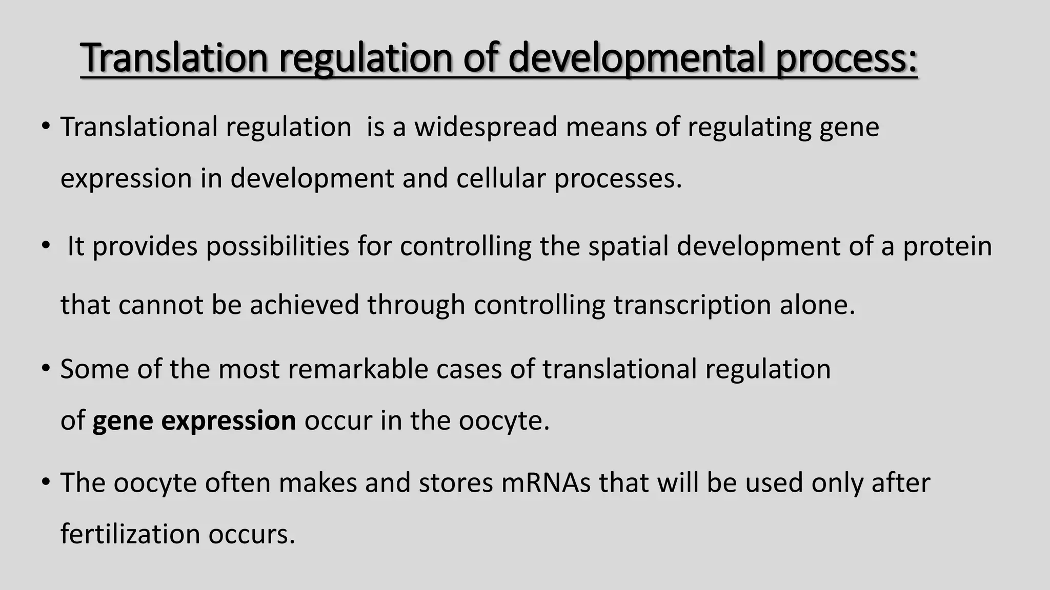 Development biology (rna processing and translational regulation of ...