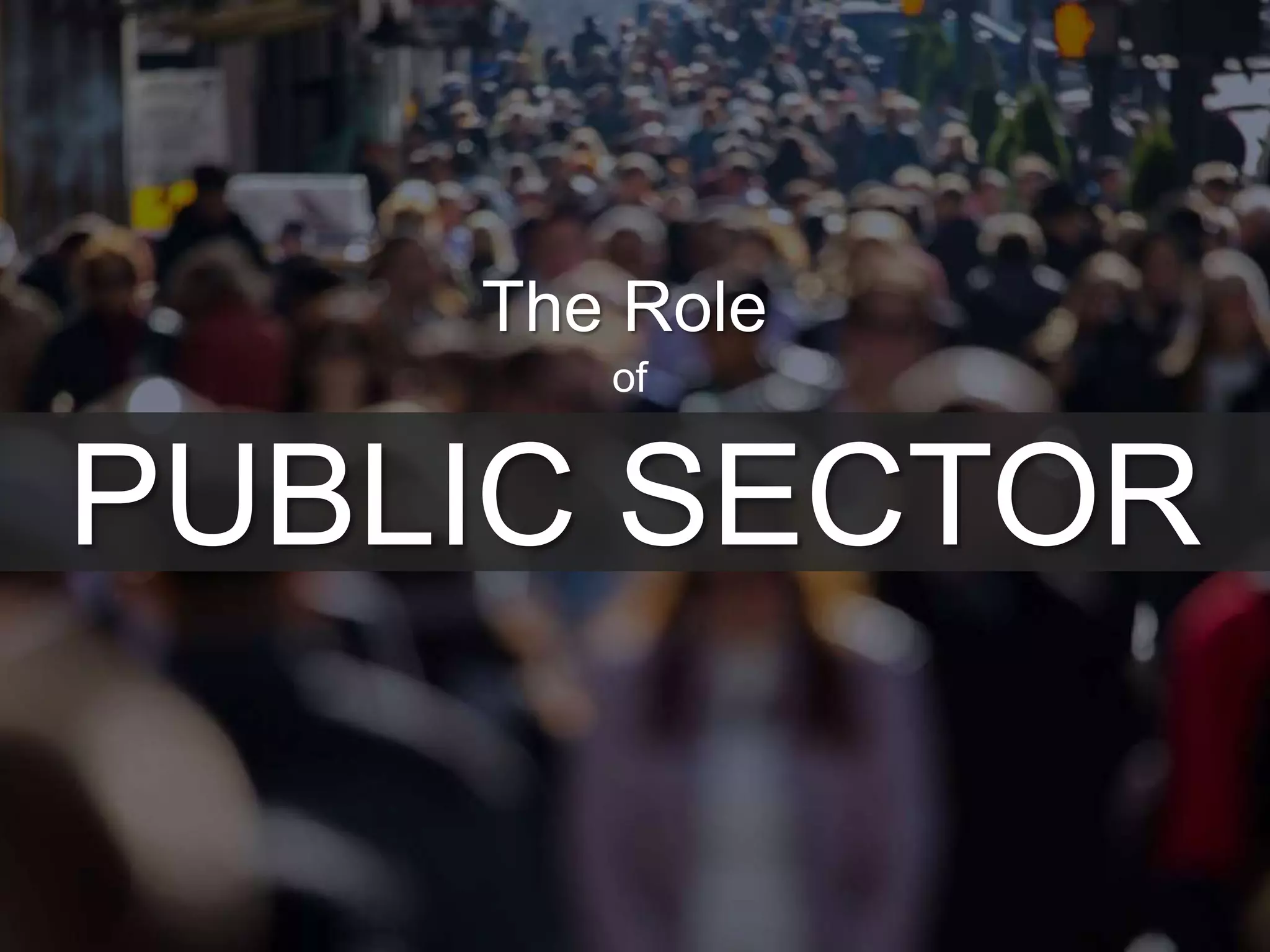 PUBLIC SECTOR
The Role
of
 