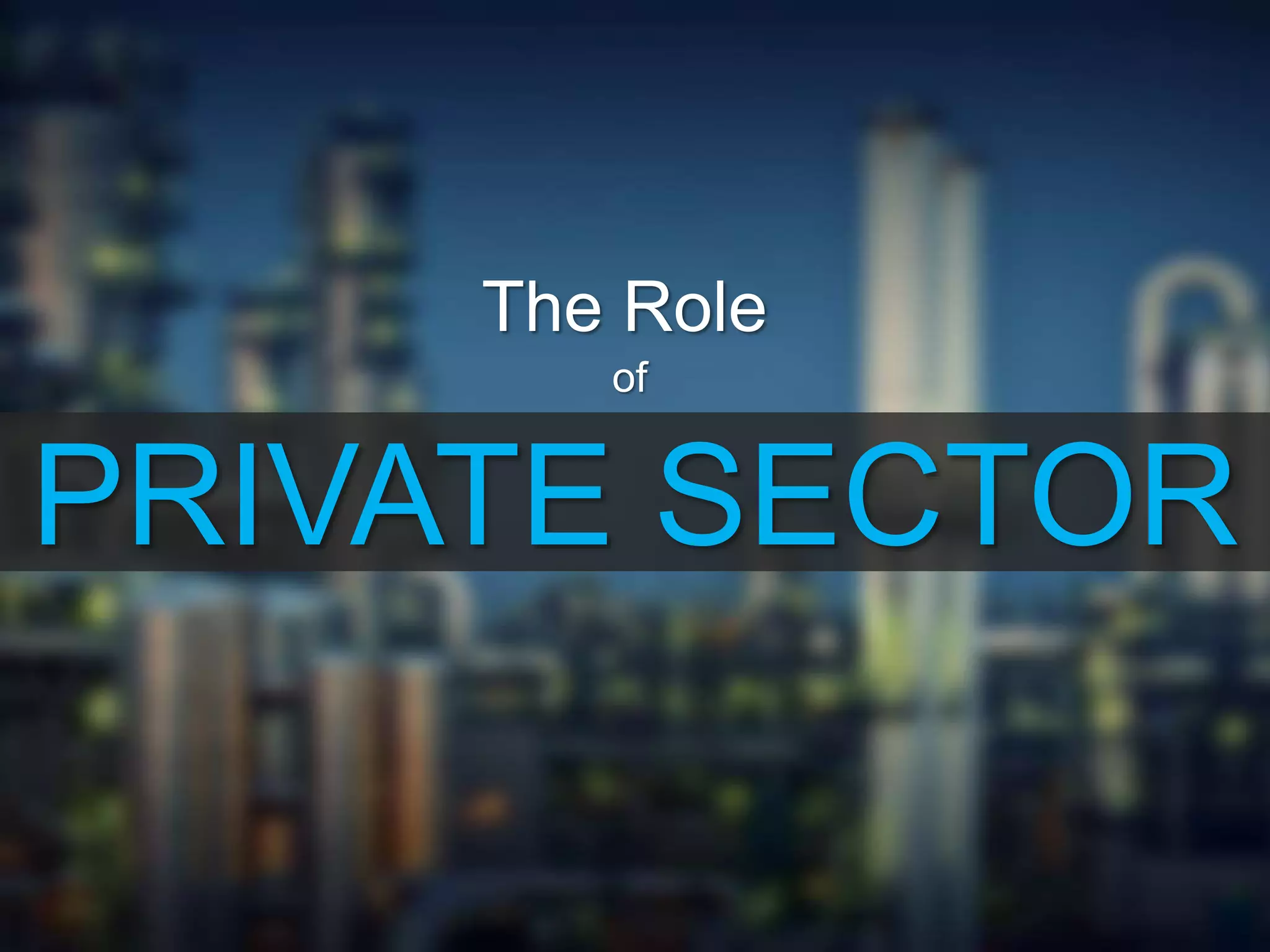 PRIVATE SECTOR
The Role
of
 
