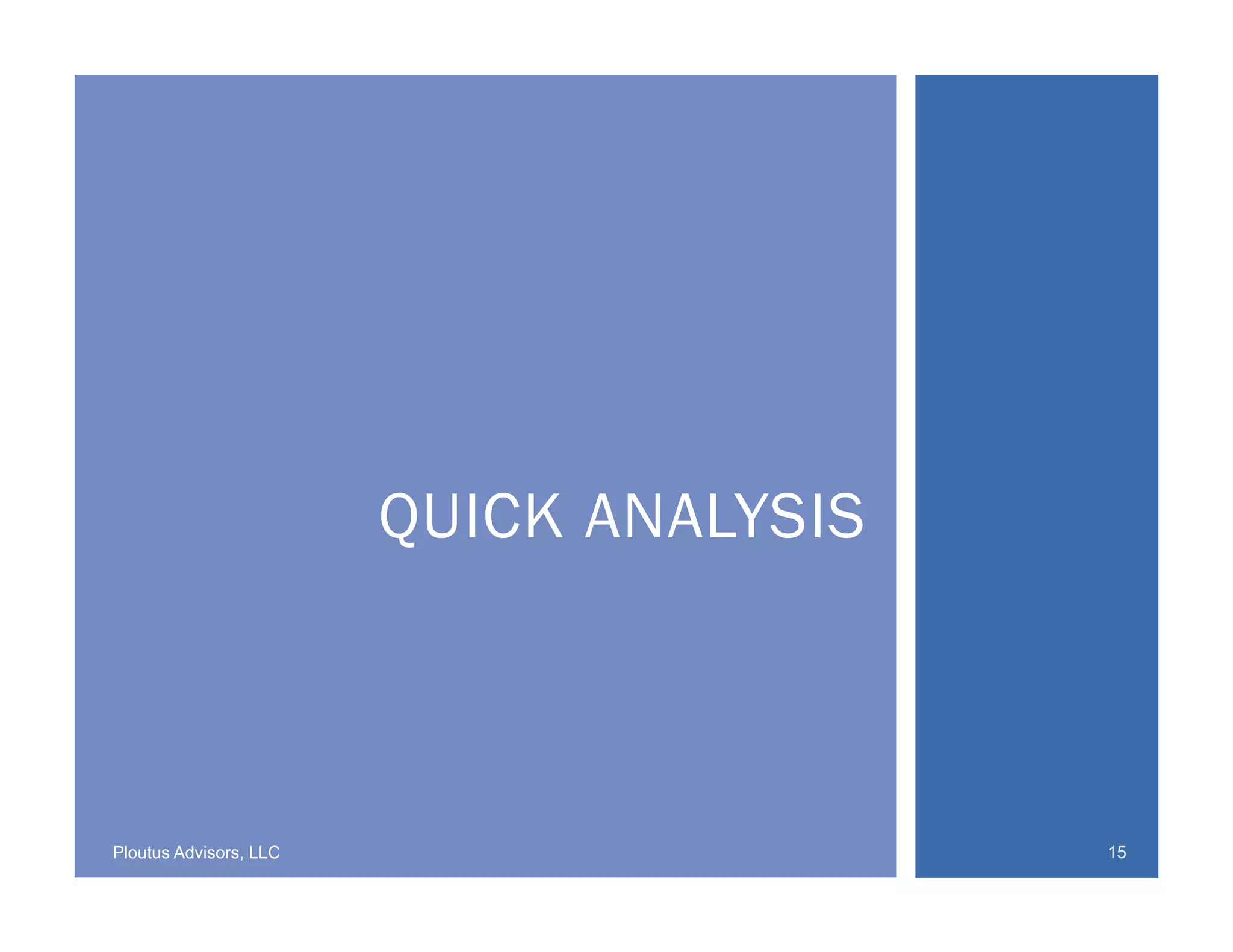 Ploutus Advisors, LLC 15
QUICK ANALYSIS
 