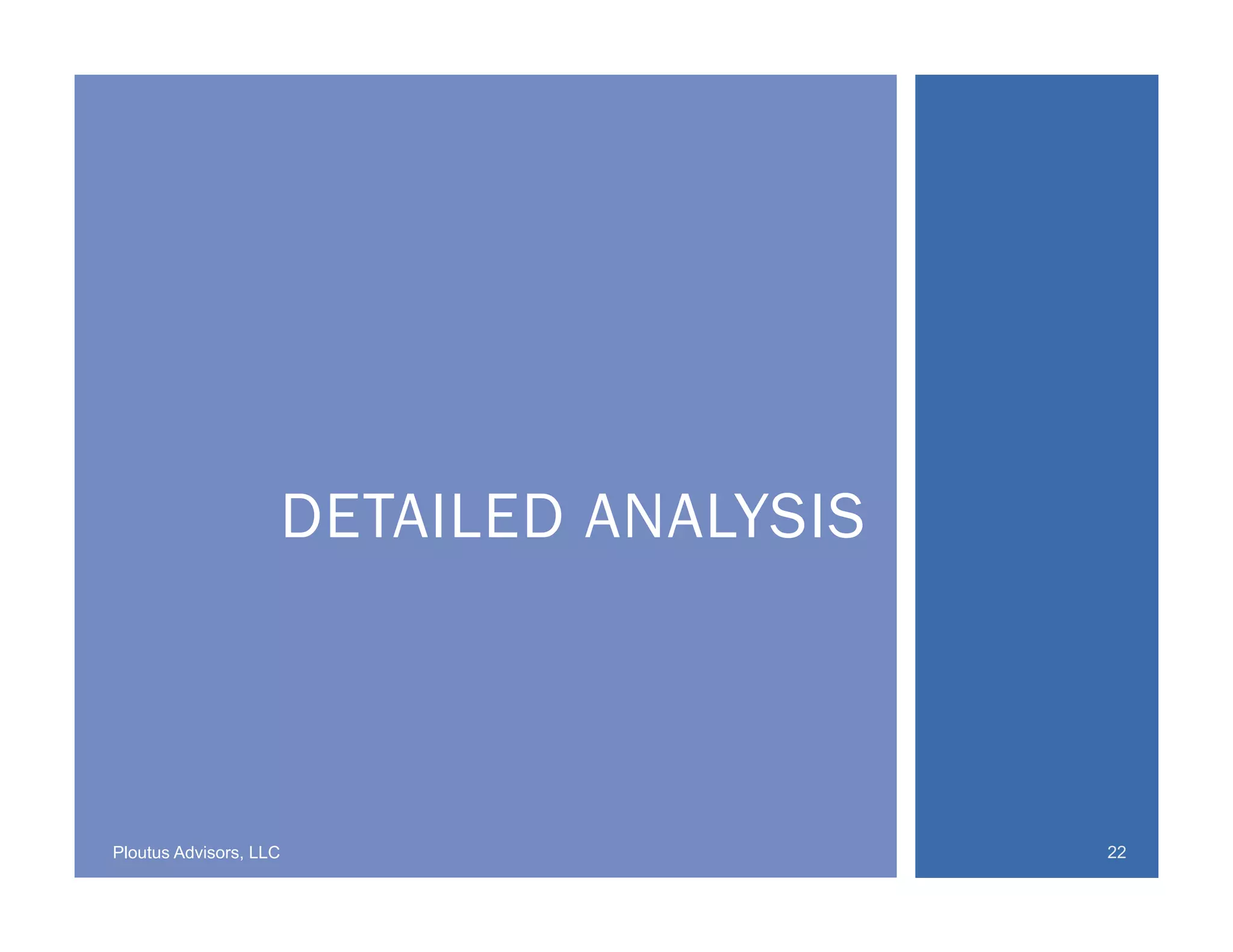 Ploutus Advisors, LLC 22
DETAILED ANALYSIS
 