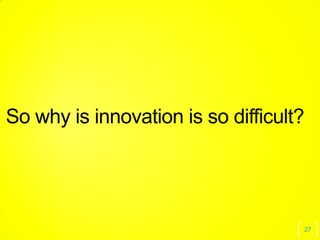 27
So why is innovation is so difficult?
 