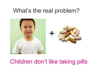 What’s the real problem?
+
Children don’t like taking pills
 