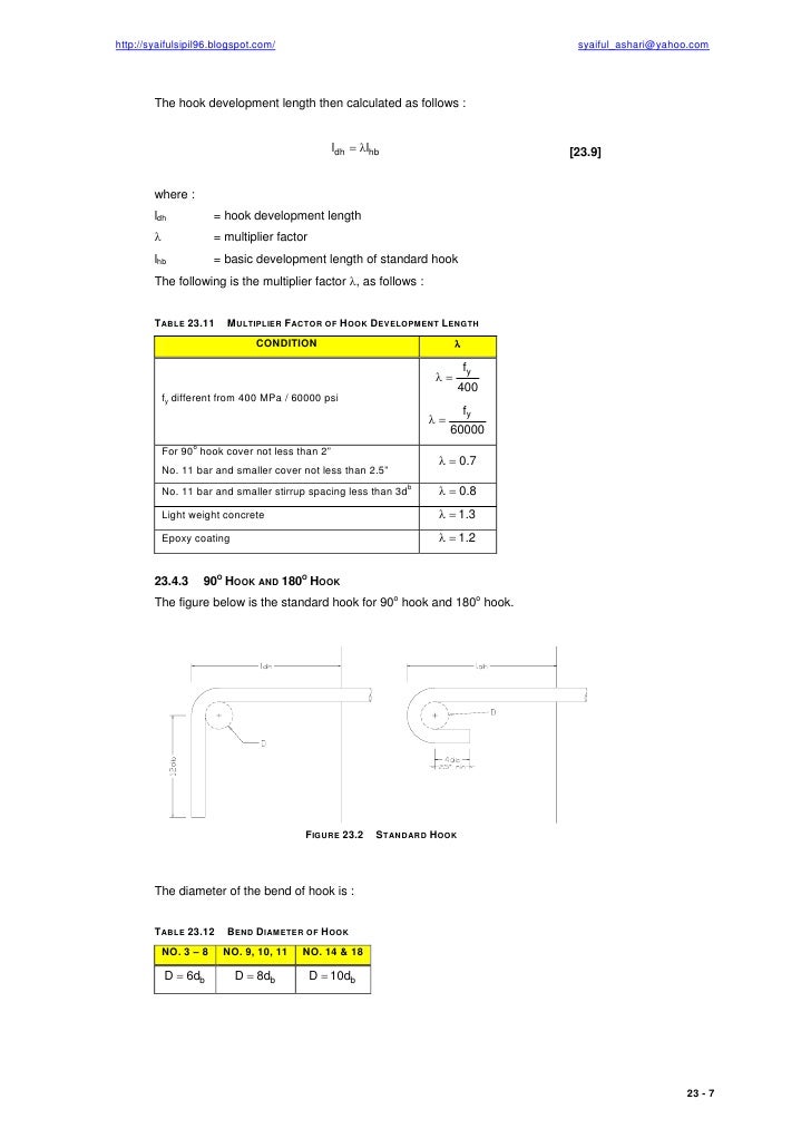 Development Length Hook Splice Of Reinforcements