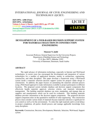 Development of a web based decision support system for materials ...