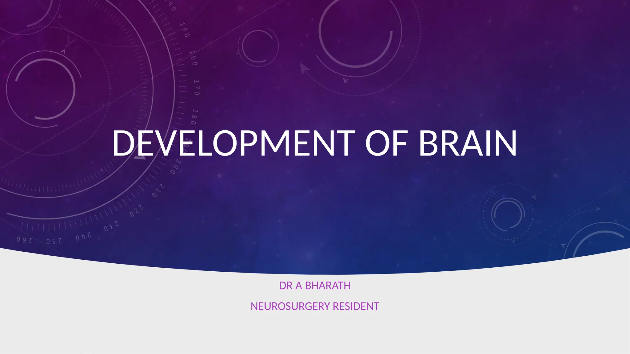 DEVELOPMENT OF BRAIN
DR A BHARATH
NEUROSURGERY RESIDENT
 