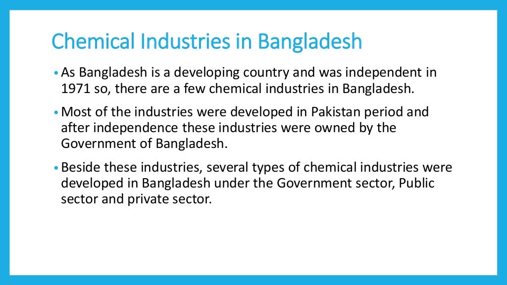 Development of chemical industries in Bangladesh