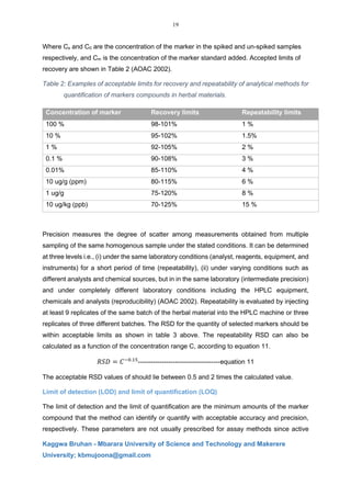 development of chromatographic methods for herbal material ...
