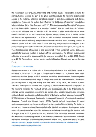 development of chromatographic methods for herbal material ...