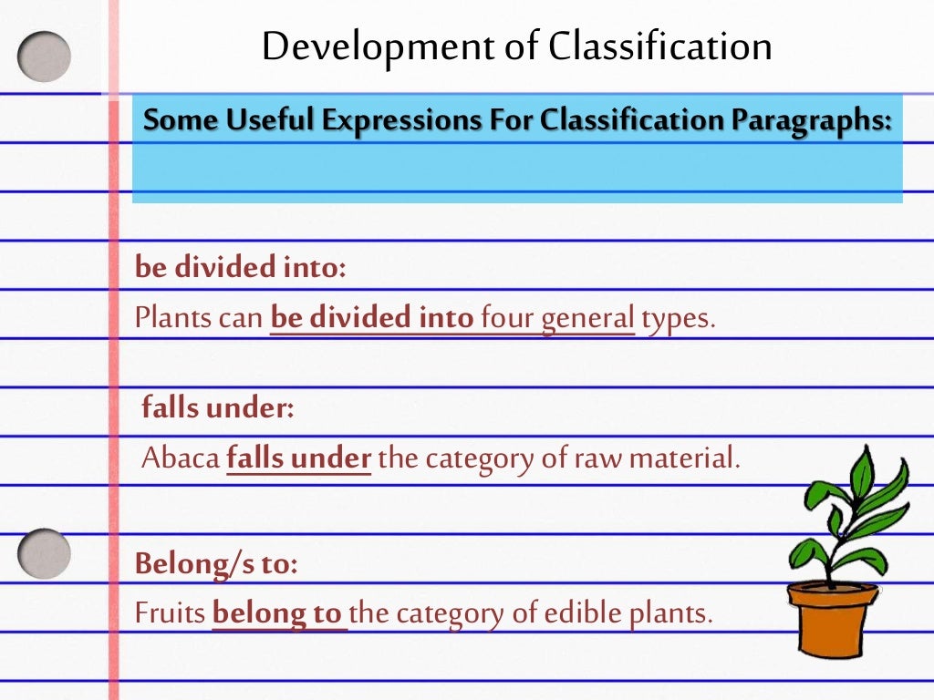 Paragraph Development by Classification